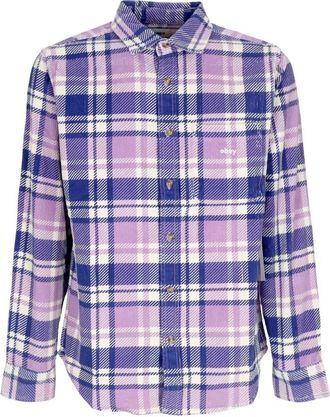 Obey Paars Roze Multi Geruite Fluwelen Overhemd - Heren - Casual Overhemden - Veelkleurig - XL - Katoen - Overhemden