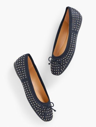 Talbots Blaine Soft Sole Studded Nappa Ballet Flats - Indigo - 10 1/2 M Talbots