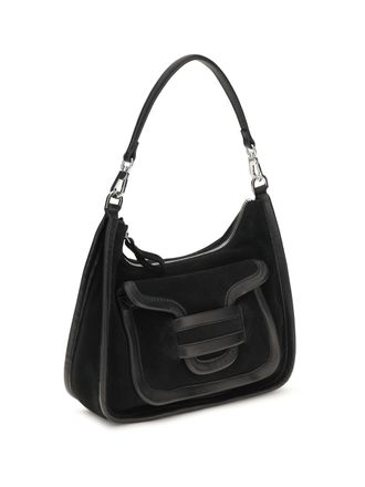 Pierre Hardy Womens Alpha Day Miss Leather Shoulder Bag Suede Calf Lamb Black Bos Taurus