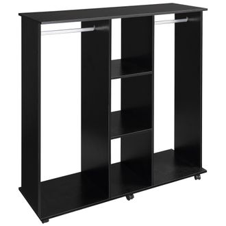 HOMCOM Armadio 2 Appendiabiti 6 Ruote 5 Ripiani, Legno Alluminio, Nero - Homcom