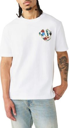 True Religion Garden Horseshoe Heavyweight Cotton Graphic T-Shirt in Optic White at Nordstrom, Size Xxx-Large