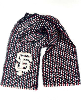 Gucci SF Giant Blue Red Ivory Wool Blend Long Scarf