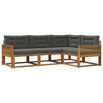 vidaXL Conjunto De Sof&aacute;s De Exterior 4 Pcs Natural Y Antracita Vidaxl
