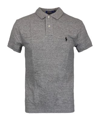 Polo Ralph Lauren Logo grey pique cotton polo shirt