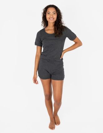 Leveret Womens Short Cotton Solid Pajama Set in Dark Gray at Nordstrom, Size X-Small