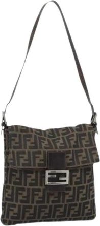 Fendi Pre-owned Zucca Canvas Shoulder Bag - Dames - Vintage Schoudertas - Bruin - ONE Size - Leer - Vintage
