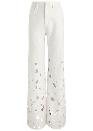 Alice & Olivia Weezy Floral-embroidered Wide-leg Jeans - Off White - 24 (W24 / UK6 / XS)
