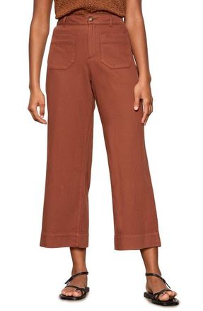 Sanctuary Soft Marine High Waist Wide Leg Crop Cotton Pants in Ancient Clay Ivory at Nordstrom, Size 24