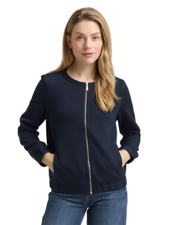 Tom Tailor Sweatjacke TOM TAILOR, Damen, Gr. XXL, sky captain blau, Sweatware, Obermaterial: 72% Polyester, 26% Viskose, 2% Elasthan, Strukturmuster, unifarben, 