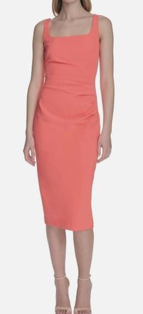 Vince Camuto Womens Square Neck Bodycon Dress In Coral