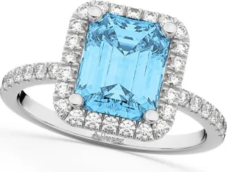 Allurez Lab Blue Topaz & Diamond Engagement Ring 14k in 3.32Ct/white Gold at Nordstrom, Size 7.5