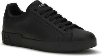 Dolce & Gabbana Mens Black Calf Leather Bos Taurus Low Top Sneakers