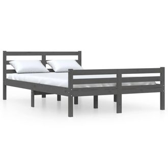 Berkfield Home Bed Frame Grey Solid Wood 140x190 cm