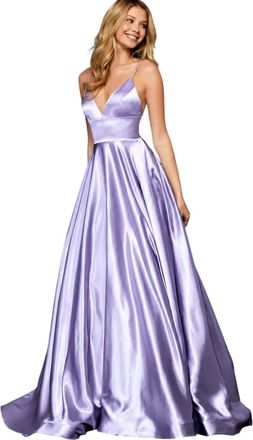 Sherri Hill Silk Charmeuse A-Line Prom Gown In Lilac