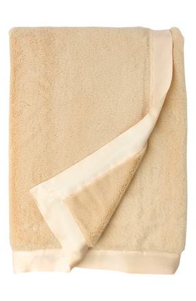 Little Giraffe Luxe Satin Trim Faux Fur Throw Blanket in Champagne Chateau at Nordstrom