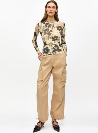 Ganni Cartouche Camel Washed Twill Trousers - Size 32 Cotton