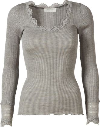 Rosemunde Langarmshirt »Benita Silk Blouse« Langarm, mit Spitze, feminin, bequem, Seide- /Baumwollmischung