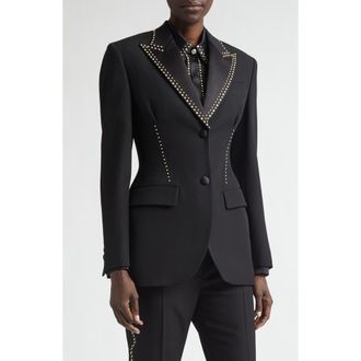 Versace Wool Grain de Poudre Jacket in Black at Nordstrom, Size 2 Us