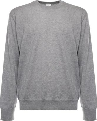 Eleventy Trui met ronde hals - Heren - Cashmere truien - Grijs - L - Leer - Truien & Vesten