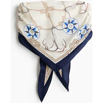 H&M Scarf-look Lyocell Bandeau Top in Cream/patterned at Nordstrom, Size Xx-Large