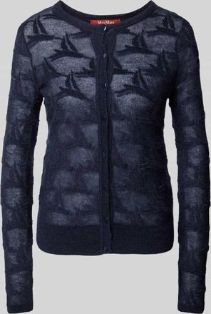 Max Mara Strickjacke mit floralem Muster Modell CURZIO in Marine, Größe XS