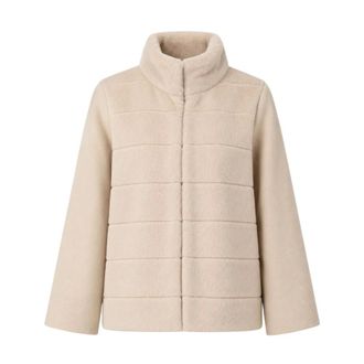 Marella Jassen, Dames, Beige, 2Xs, Polyester, Emmbalia Cropped Faux-Fur Jacket