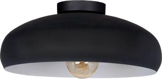 Eglo Eglo Mogano 1 Light Metal Dome Ceiling Light Black With White Interior Finish