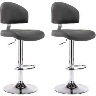 vidaXL Vidaxl - Taburetes De Cocina 2 Unidades Cuero Sint&eacute;tico Gris