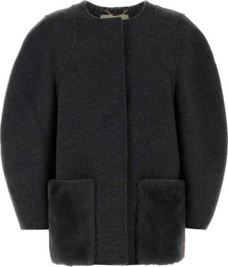 Fendi Dark Grey Round Neck Jacket