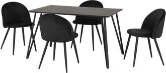 Seconique Marlow Indoor Dining Set - Black Marble/Black Velvet