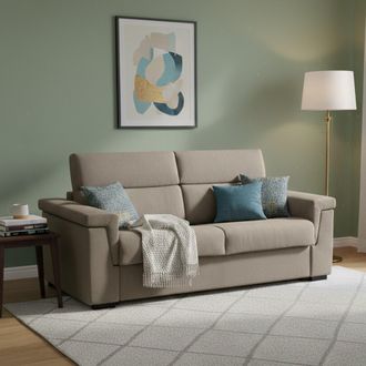 Dmora Sof&aacute; Cama 3 Plazas Nus, Desenfundable, Con Almacenaje, Hecho En Italia, Lavable, 225x95 Cm Gris Topo