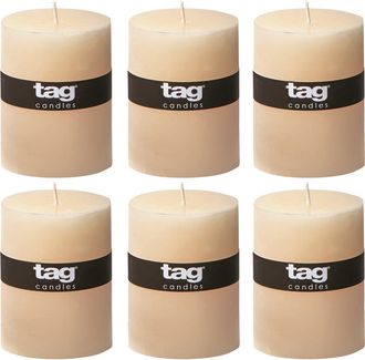 Tag Ivory Pillar Candles Unscented Long Burning Set of 6 in Beige at Nordstrom