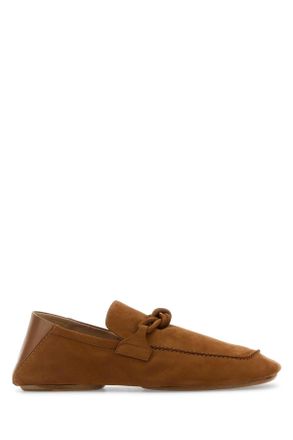 Bottega Veneta Mens Camel Suede Daddy Loafers - Tan - Size EU 44