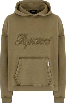 Represent Geborduurde Logo Hoodie - Heren - Hoodies - Groen - XL - Katoen - Hoodies & sweatvesten