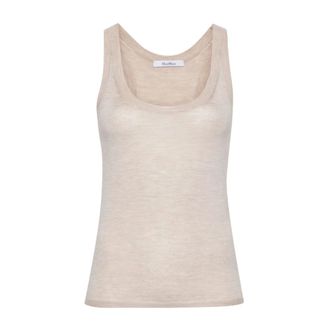 Max Mara Sleeveless Tops, female, Beige, XS, Beige Cashmere Knit Top
