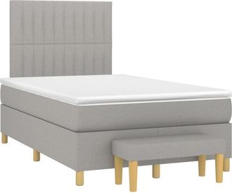 vidaXL Vidaxl - Cama Box Spring Con Colch&oacute;n Tela Gris Claro 120x200 Cm