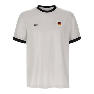 HUGO BOSS Hugo, T-Shirts, male, White, Size: S Stretch-cotton T-shirt with country flag and logo