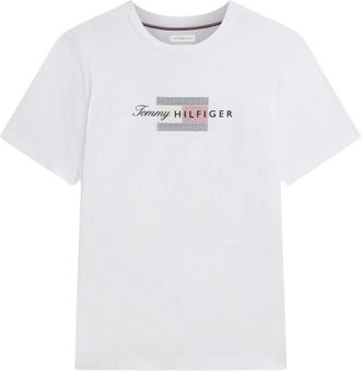 Tommy Hilfiger Script Flag Regular Tee - Tops - Hombre - Blanco - XL