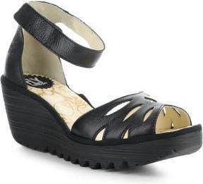 FLY London Yelu Platform Wedge Sandal in Black at Nordstrom Rack, Size 10-10.5Us / 41Eu