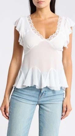Vigoss Ruffle Sleeve Peplum Top in White at Nordstrom Rack, Size X-Small