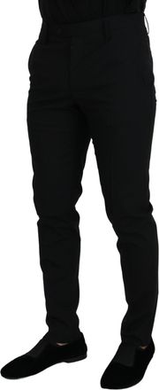 Dolce & Gabbana Mens Black Polyester Chino Formal Pants Wool Elastane