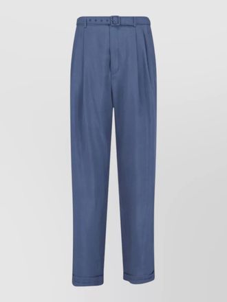 Saint Laurent silk slim-fit pleated cuffed tailored trousers