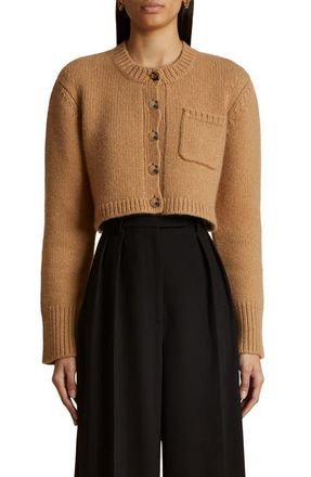 Khaite Lavan Cashmere Crop Cardigan in Biscotti at Nordstrom, Size Small