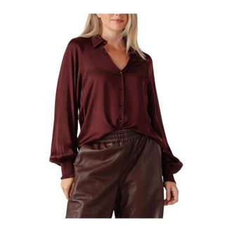 Ibana Overhemden, Dames, Rood, M, Wol, Bordeaux Blouse Tyna Stijl