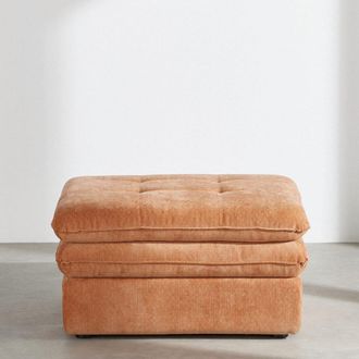 Maisons du monde Puf ba&uacute;l de tela reciclada rojo ladrillo