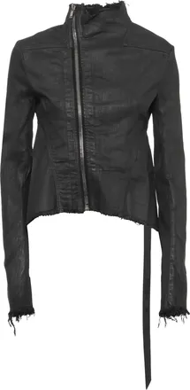 Rick Owens Asymmetrical Black Jacket With High Neck