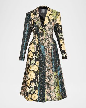 Jason Wu Patchwork Floral Jacquard A-Line Long Jacket