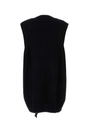 Maison Margiela Womens Black Wool And Acrylic Mini Dress Exterior: Virgin Abiti