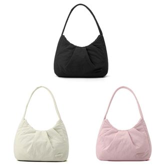 Generic Kexpery Womens Solid Color Pleated Clouds Shoulder Bag Lightweight and Convenient Handbag for Shopping and Travel