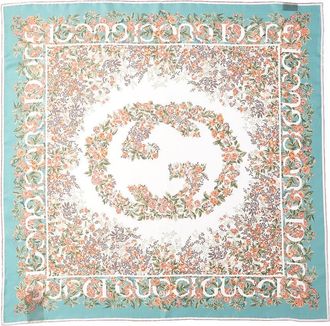 Gucci Interlocking G Floral Print Silk Scarf